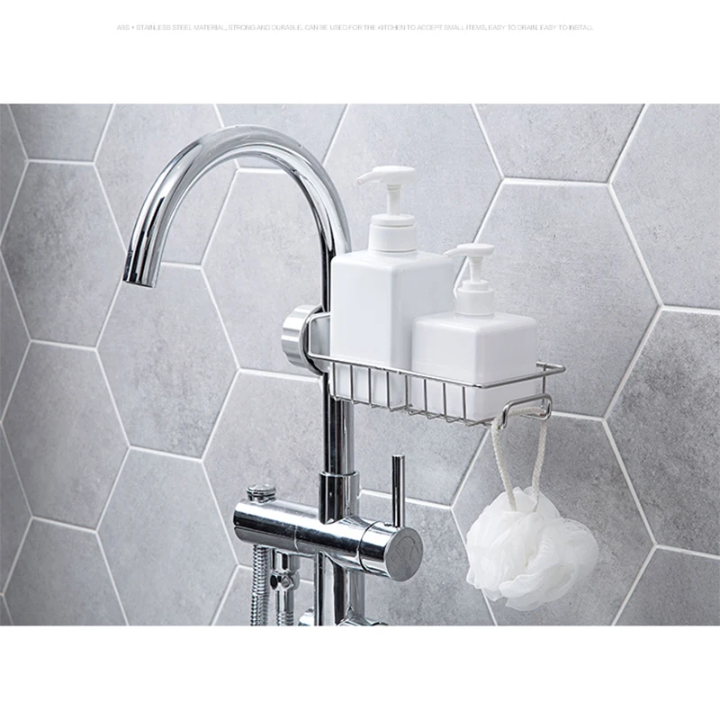Stainless Steel Hot Sink Hanging Storage Rack Holder Faucet Clip Bathroom Kitchen Dishcloth Clip Shelf Drain Dry Towel Organizer