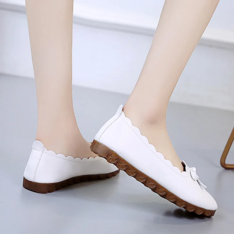 

Moccosins Women's 2019 New Style Autumn Korean-style Bow Flat Grandma Shoes Versatile Students Soft-Sole Shallow Mouth Single Sh