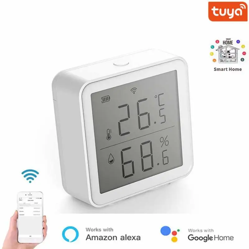 2021 WiFi Intelligent Home Temperature Sensor Wireless Temperature Smart Alarm Low-consumption Detector App Control Smart Home