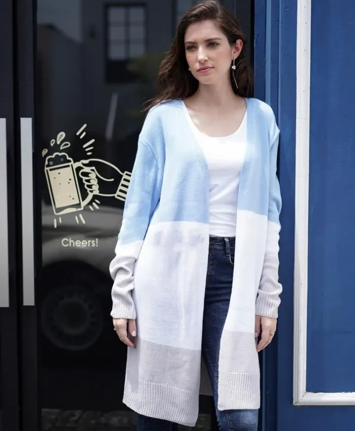 

2019 Autumn Winter Fashion Sweater Big Splicing stripe knitting Women Long Easy Wrap Famale Cardigan Swing sweater