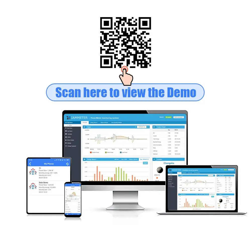 Bi-directional Three Phase WiFi Energy Meter,150A,Din Rail,integration with Home-Assistant, Solar System