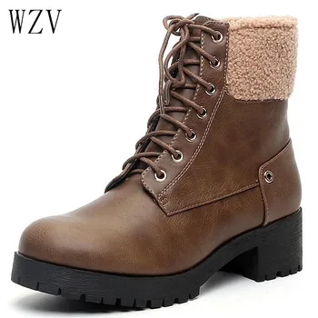 

2019 New Women Boot Fashion Cowhide Women Ankle Boots Winter Warm Shoes Botas Feminina Female Motorcycle Ankle Boots Women Botas