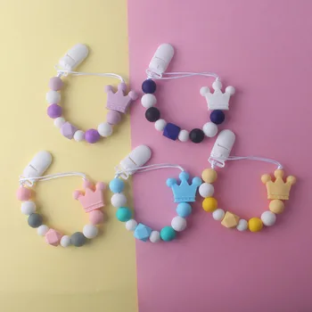 

Baby Teether Bracelet Food Grade Silicone Chews Nurse Gift Toys DIY Crown Teething Necklace pacifier clip Wholesale