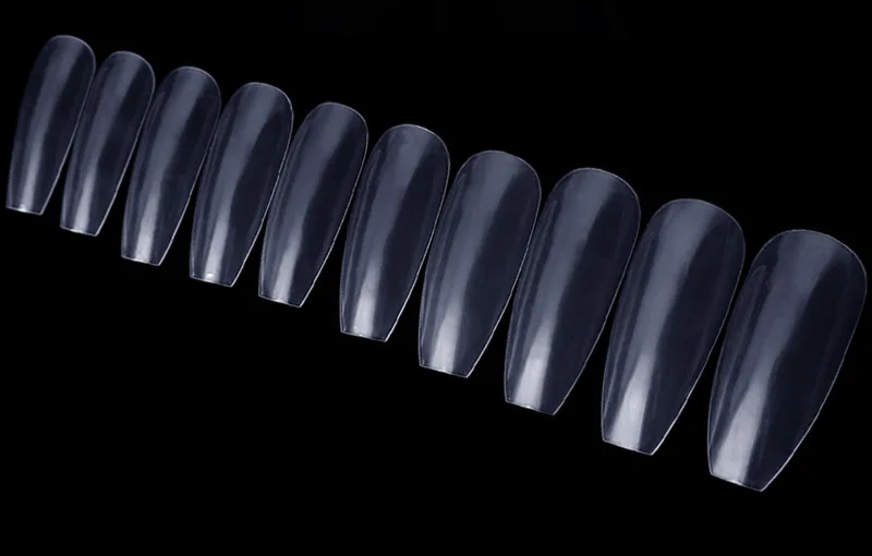 600 шт./пакет длинные балерины накладные ногти прозрачный акриловый полное покрытие Искусственный гроб ногти квадратная голова французские поддельные ногти