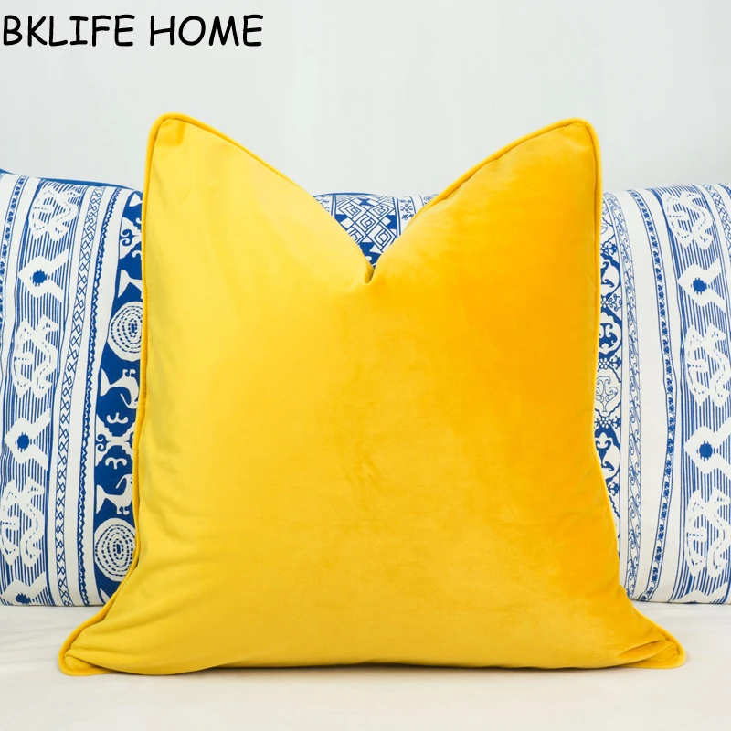 Yellow velvet pillow Clearance