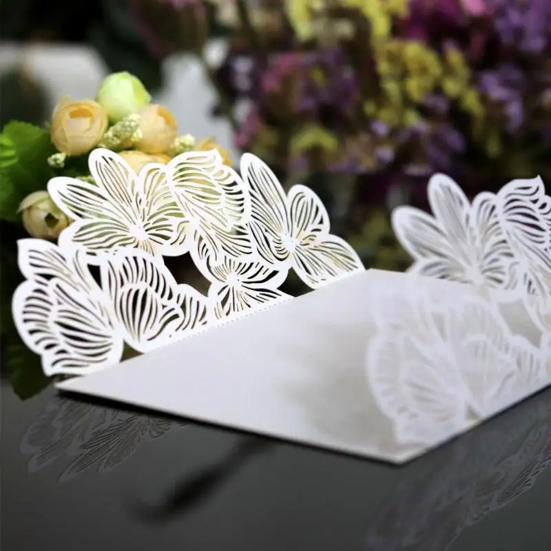 

10pcs Laser Cutting Invitation Card Elegant Flower Wedding Invitations for Wedding Hollow Birthday Party Invitation Greeting