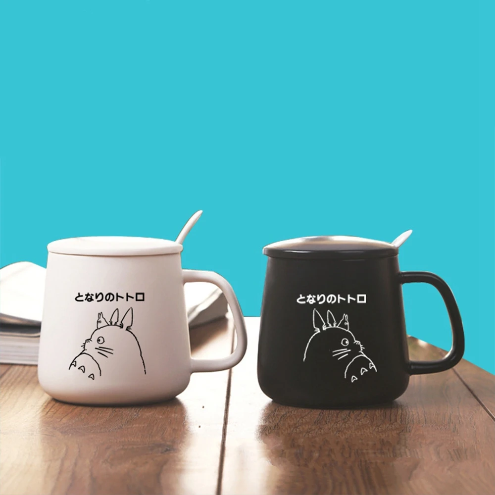 Кружки для влюбленных Totoro с новым рисунком стеклянная крышка ложка керамическая