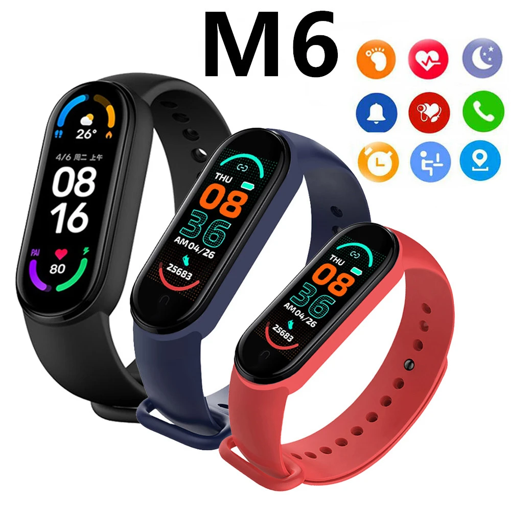 M6 Men's Ladies Smart Watch Fitness Pedometer Blood Pressure Heart Rate Monitor Digital Watch for Android IOS Phone System expensive digital watches