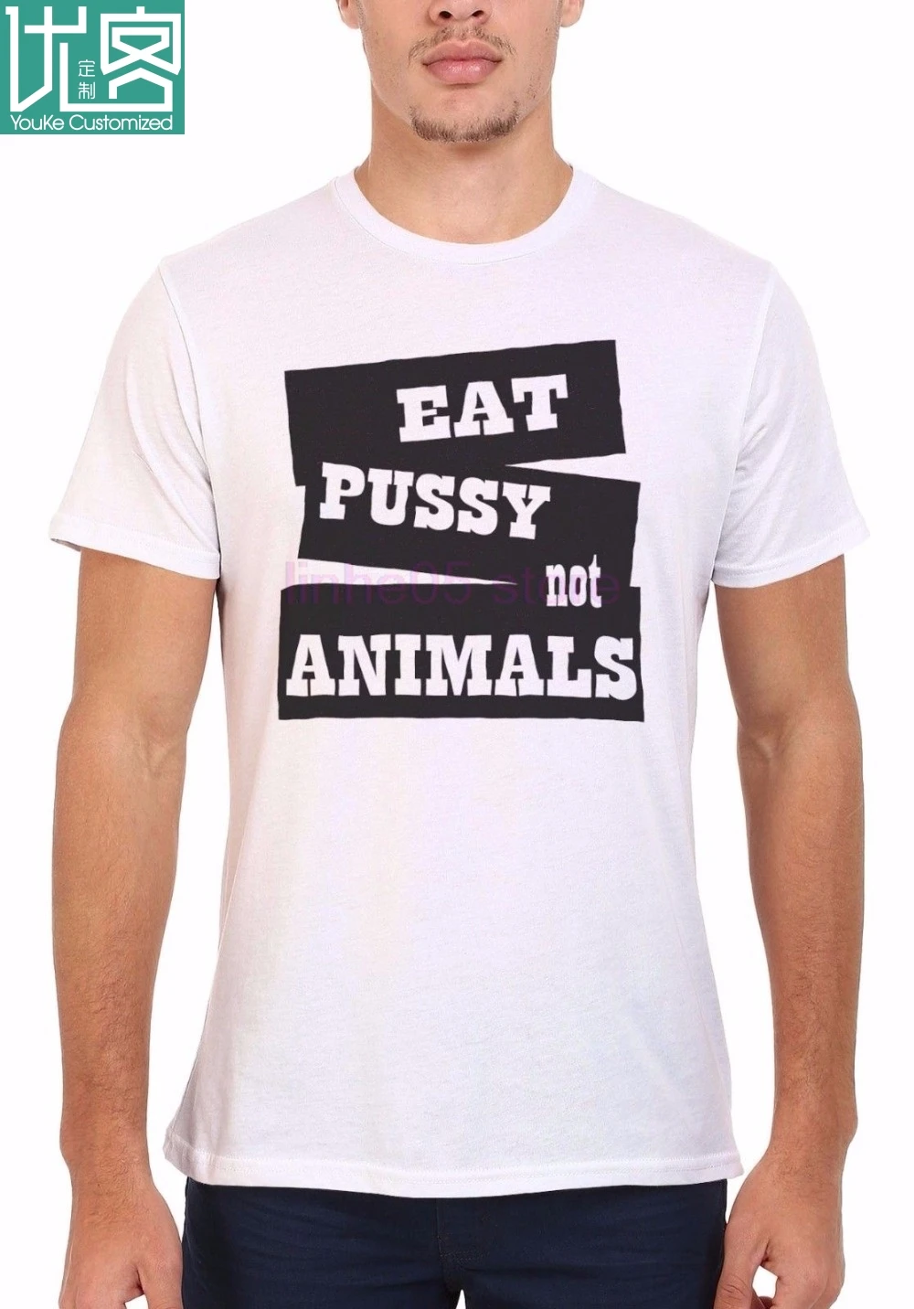 Summer Top New Fashion T Shirt Eat Pussy Not Animal Vegetarian Funny Men Casual Novelty Design Tees and Women Phiking Print | Мужская