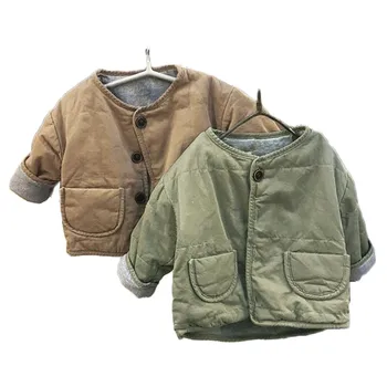 

1-6 Years Infant Baby Boys Girls Winter Cotton Thicken Warm Kids Coat Solid Baby Fleece Jacket Simple Children Outerwear