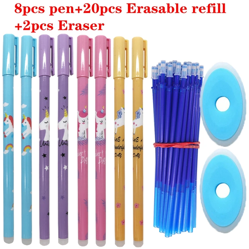 30pcs-set-blue ink-L 28 шт./лот набор стираемых ручек, моющиеся ручки, синие, черные чернила, гелевые ручки для письма, для школы, офиса, канцелярские принадлежности, запасные части для экзамена - Цвет: 30pcs-set-blue ink-L