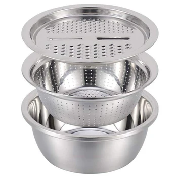 

CSS Set of 3,Vegetable Slicer Kitchen Multipurpose Julienne Grater Kitchen Strainers Stainless Steel Vegetable/Fruit Colander St