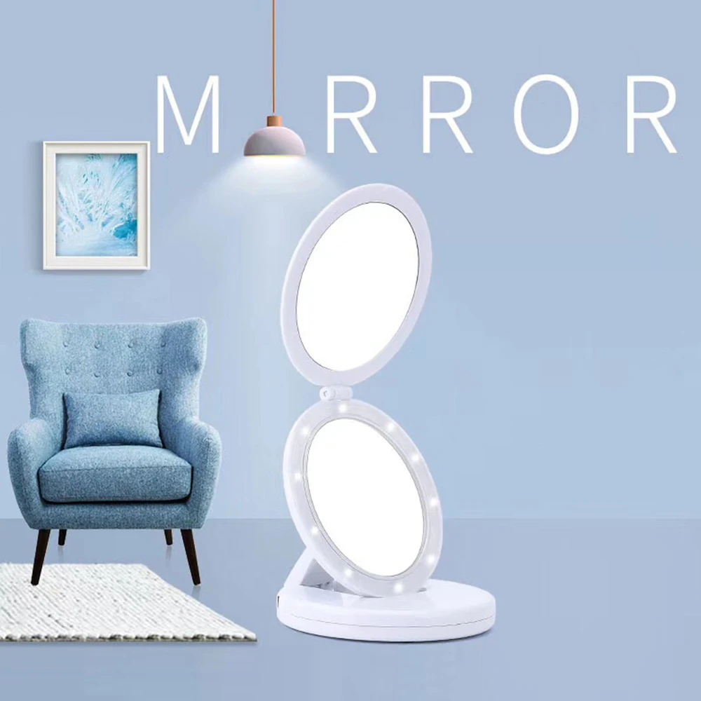 

5X Magnifying Lighted Makeup Mirror Light illuminated Portable LED Make Up Mirror Sensing USB Chargeable standing makeup mirror