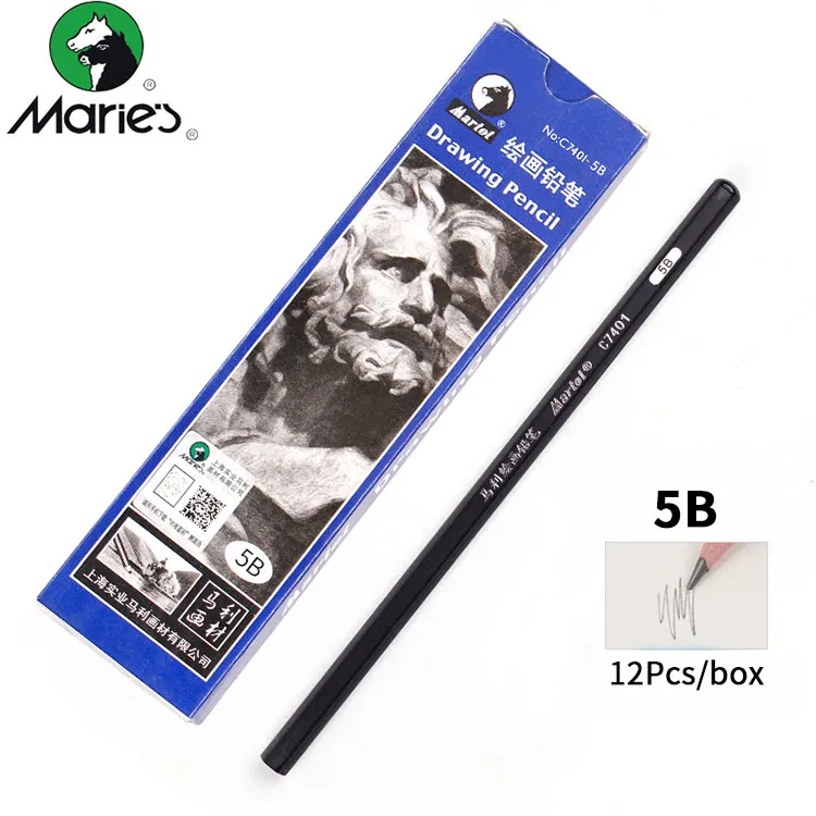 Marie's 12 шт. набор карандашей для рисования профессиональный набор набросок рисунок древесный уголь карандаш для художника школьные товары для рукоделия - Цвет: 5B