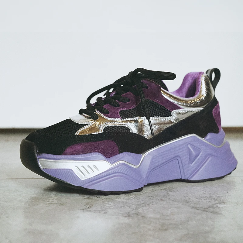 Chaussures femme; кроссовки на платформе; женская повседневная обувь из коровьей кожи; Разноцветные Женские кроссовки; basket femme zapatos mujer