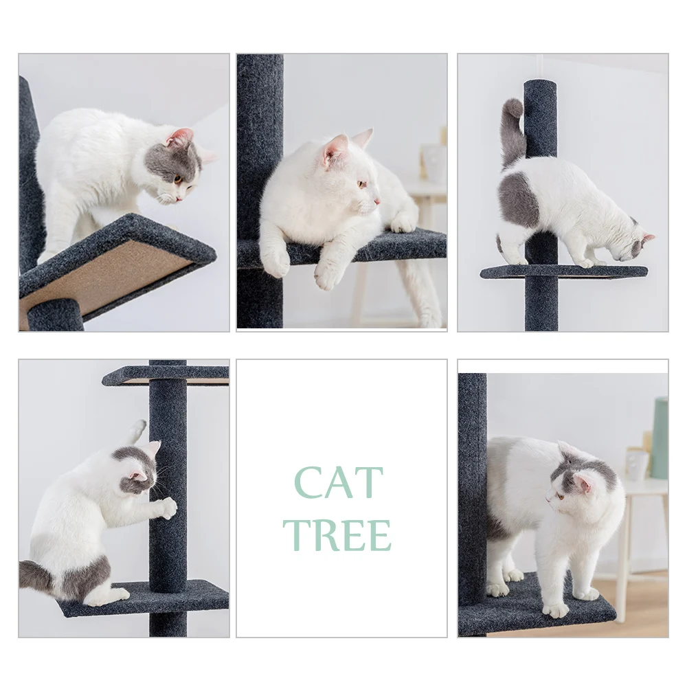 Cat Tree House Furniture Scratch Solid Wood for Cats Climbing Frame Condos Activity Tree House Play Toy