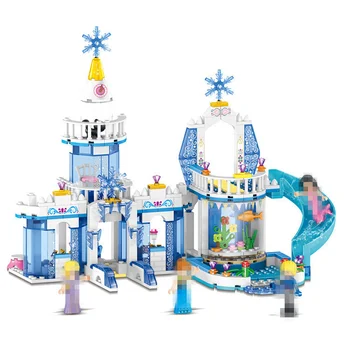 

344pcs 2 In 1 Snow Queen Dream Princess Anna Elsa Ice Castle Building Blocks Bricks Lepining Friends Elsa Figures Model