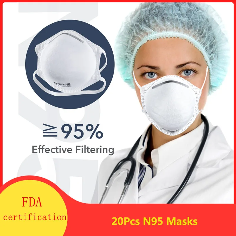

20Pcs Mask N95 Anti Bacteria Profession Face Masks 4 Layer Filters Breathable Mouth Mask Disposable Mask N95 DHL Fast Delivery