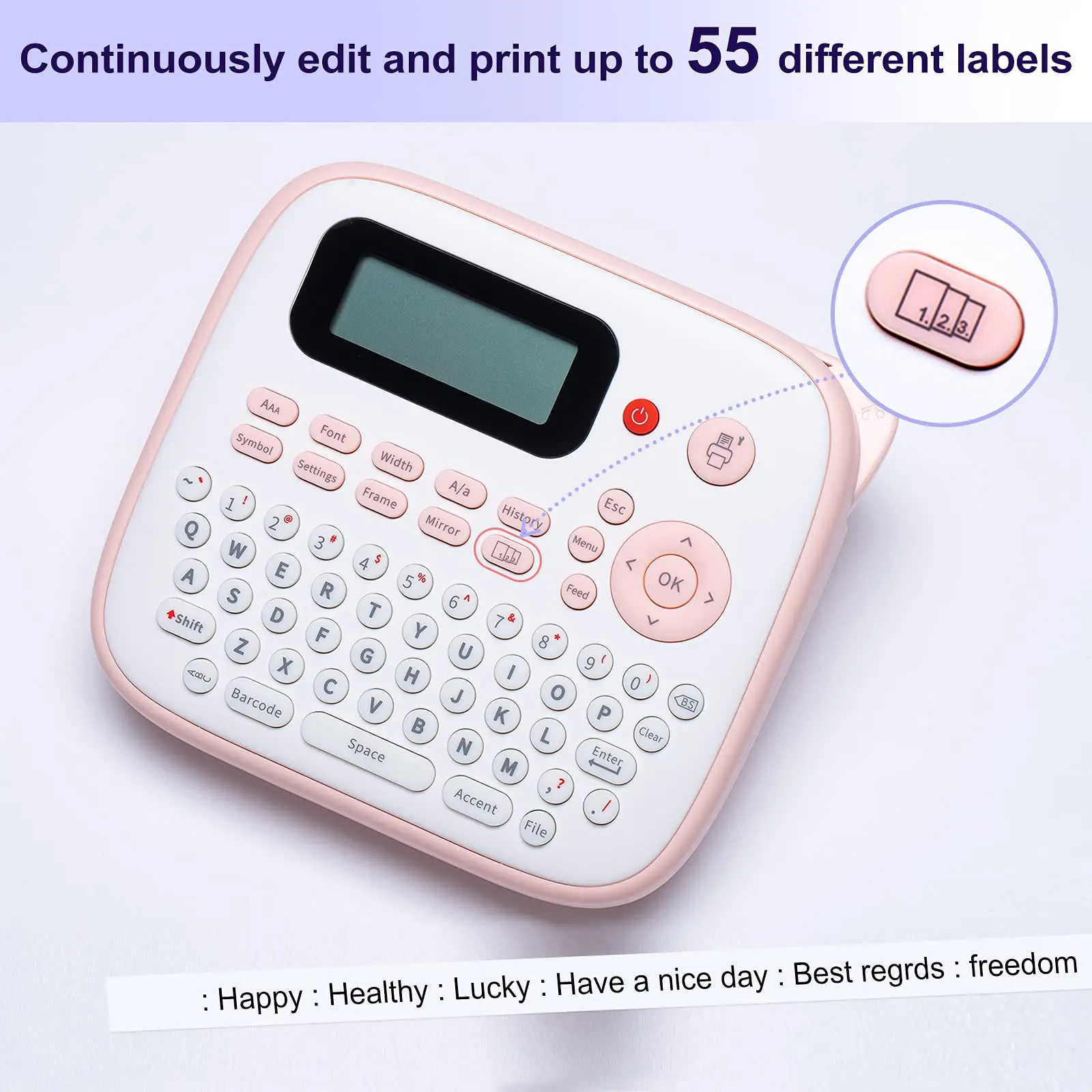 Portable Label Maker Phomemo D210S Compatible for Brother Label Tape for Home & Office Organizations QWERTY Keyboard AC Adapter mini portable thermal printer