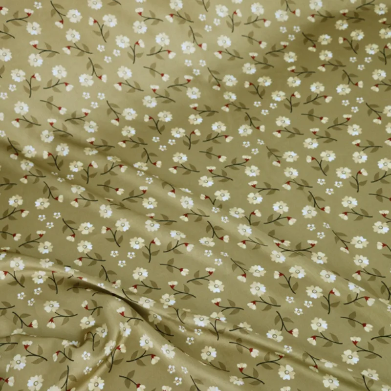 Glossy Small Floral Dress Scarf Material Polyester Charmeuse Imitate Silk Fabric