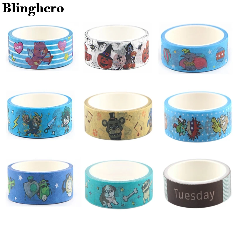 

Blinghero 15mmX5m Cute Washi Tape Paper DIY Planner Masking Tape Cartoon Adhesive Tapes Stickers Decorative ZC0042