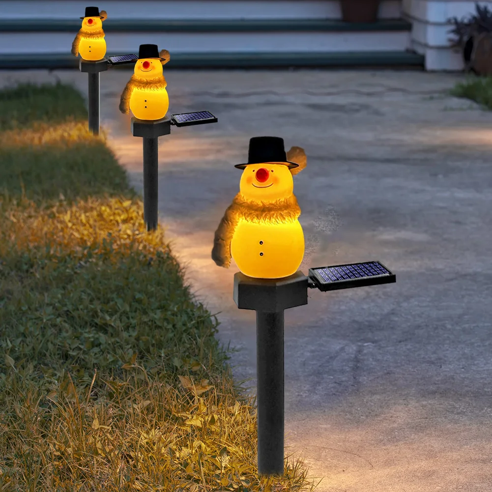 

Christmas Solar Snowman Light Ground Lamp Resin Handicraft Garden Lawn Light Outdoor Courtyard Lighting Landscape Garden Lamp