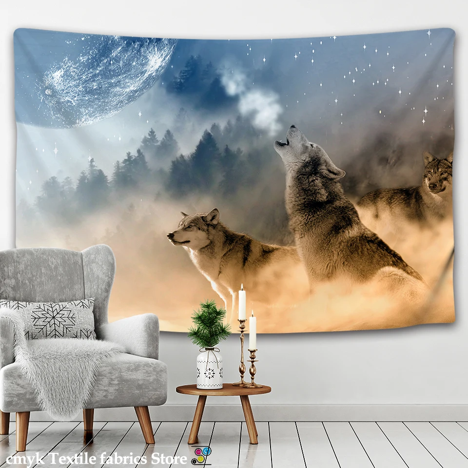 Animals Wolf Tapestry Background Wall Hanging Tribal Animal Sheets Home Decor Beach Mat,tapestry decor