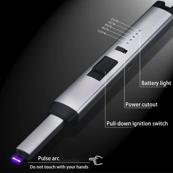 

New Electronic USB Recharge Kitchen Bbq Cigarette Smoking Lighter Two Type Original Box Electric Lighter Arc Windproof Plasma