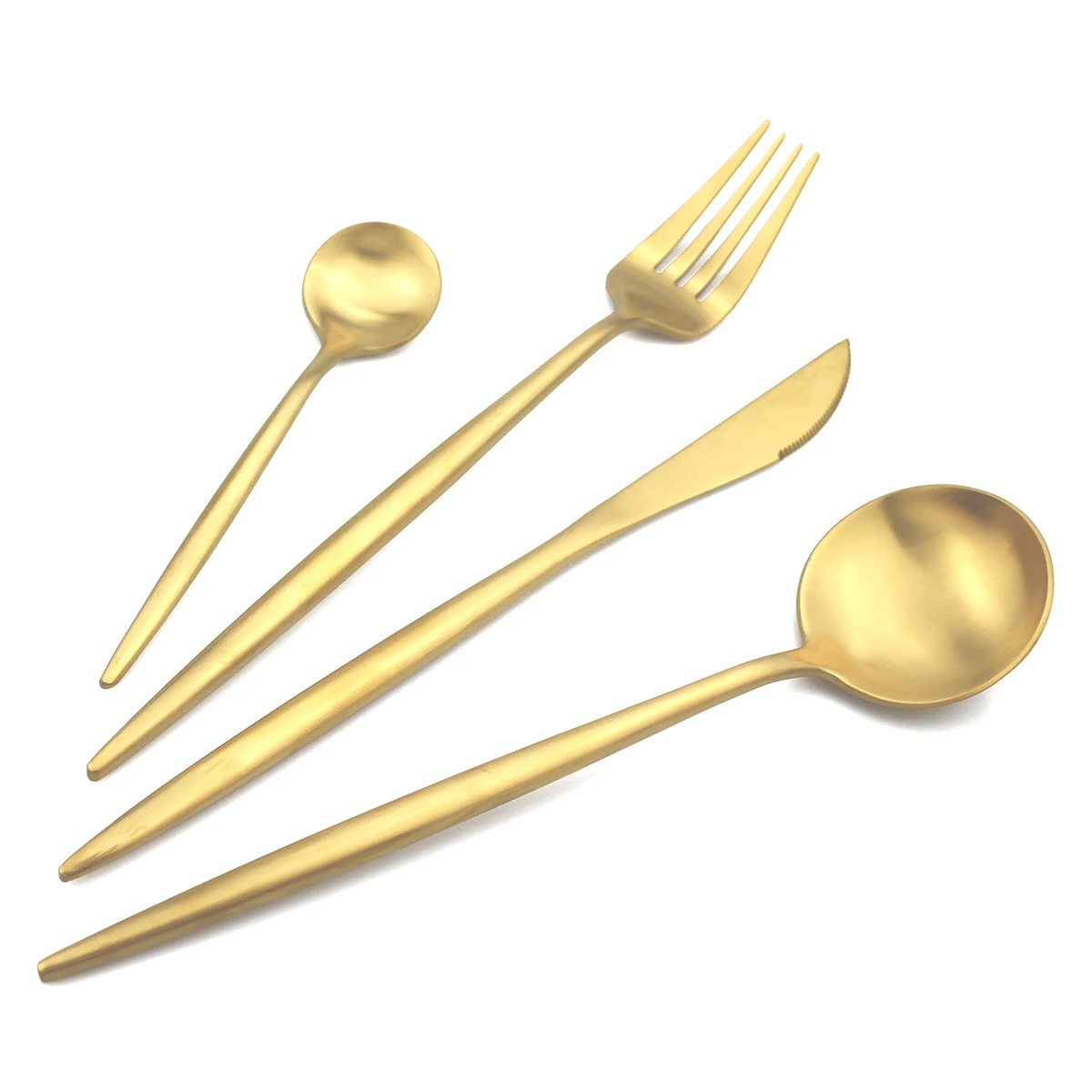 Матовые золотые столовые приборы набор посуды 304 столовая посуда из нержавеющей стали вилка, нож, ложка набор золотой набор серебряных изделий вечерние Прямая