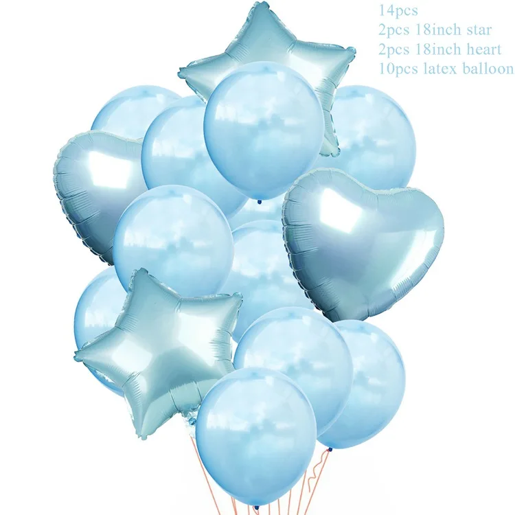 14pcs light blue bal LAPHIL 14 шт. мульти воздушный шар "Конфетти" с днем рождения воздушные шары синий розовый баллоны с гелием мальчик девочка ребенок душ вечерние принадлежности - Цвет: 14pcs light blue bal