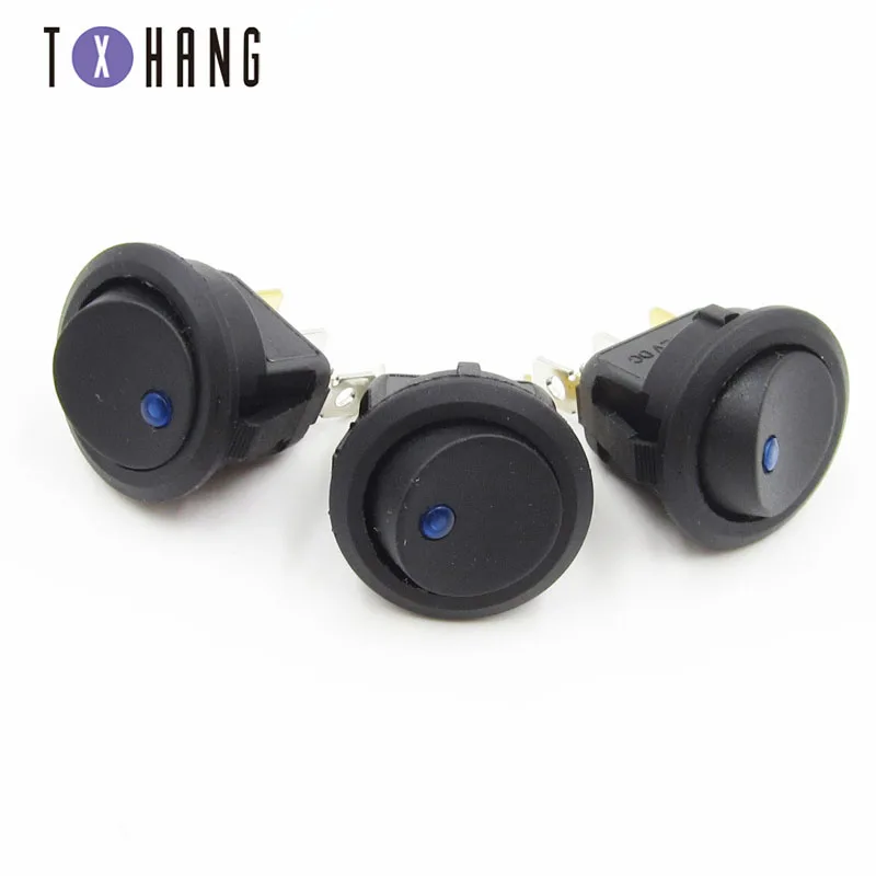 

2PCS 12V LED lighting car switch auto boat circular rocker 3Pin ON / OFF toggle SPST switch color blue electronic accessories