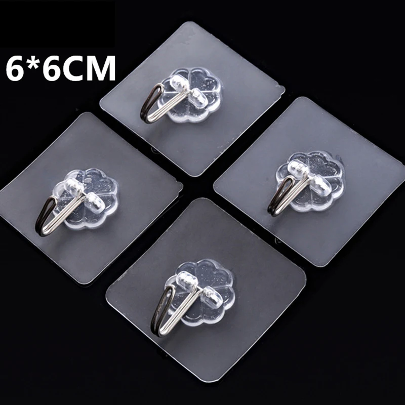 Colgadores de pared de puerta autoadhesivos, transparente, fuerte, 1-20 piezas, con ventosa de carga pesada, para cocina y baño, 6x6cm