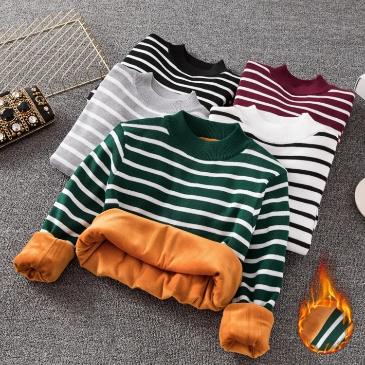 Colorfaith, новинка, Осень-зима, женские свитера, приталенные, вязанные, в полоску, утолщенные, одноцветные, пуловеры, топы SW833