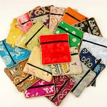 Модные новые китайские шелковые парчи Кошельки для монет на молнии маленькая Ювелирная сумка с кисточками универсальная сумка для телефона подарки для детей