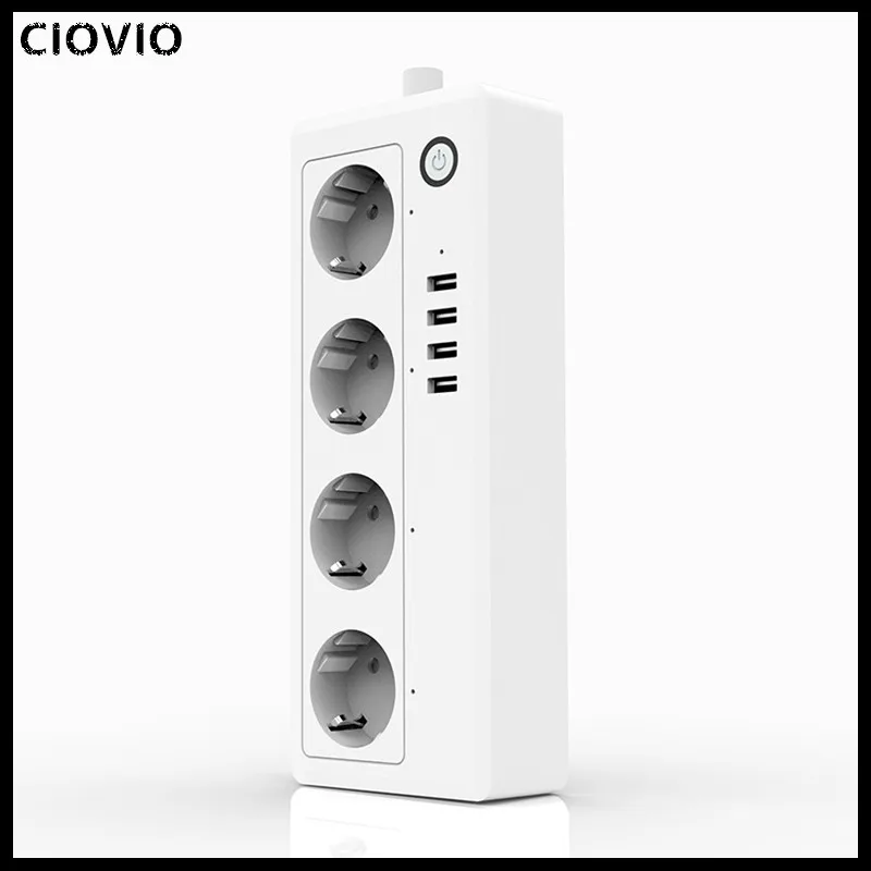 CIOVIO 1 шт. Wifi smart EU несколько розеток питания 4 USB порта Голосовое управление работа умная жизнь
