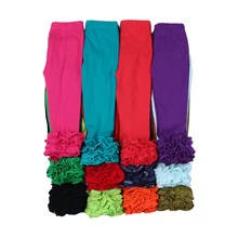 Тройная оборка из хлопка на осень и зиму, леггинсы для девочек