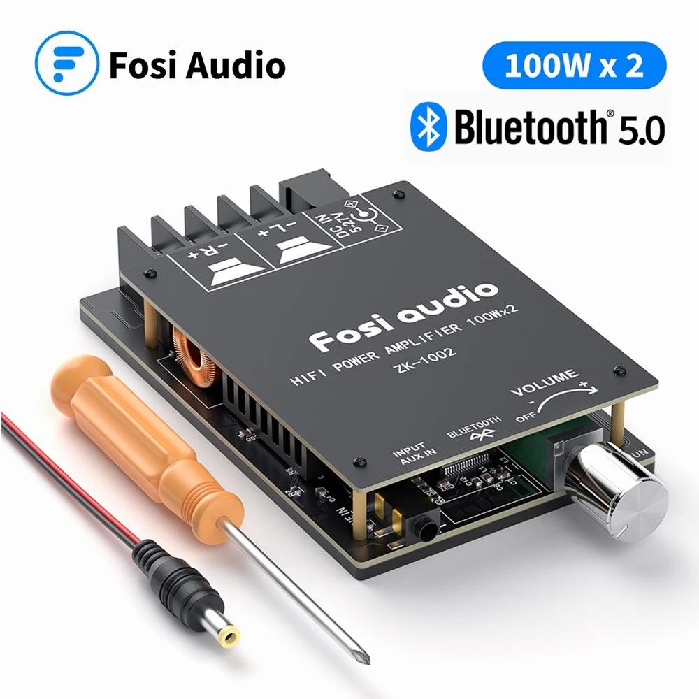 bass amplifier Fosi Audio Bluetooth 5.0 TPA3116D2 Digital Power Amplifier Board 100W Hifi Stereo AUX Audio Subwoofer Amplifier Mudule voice amplifier