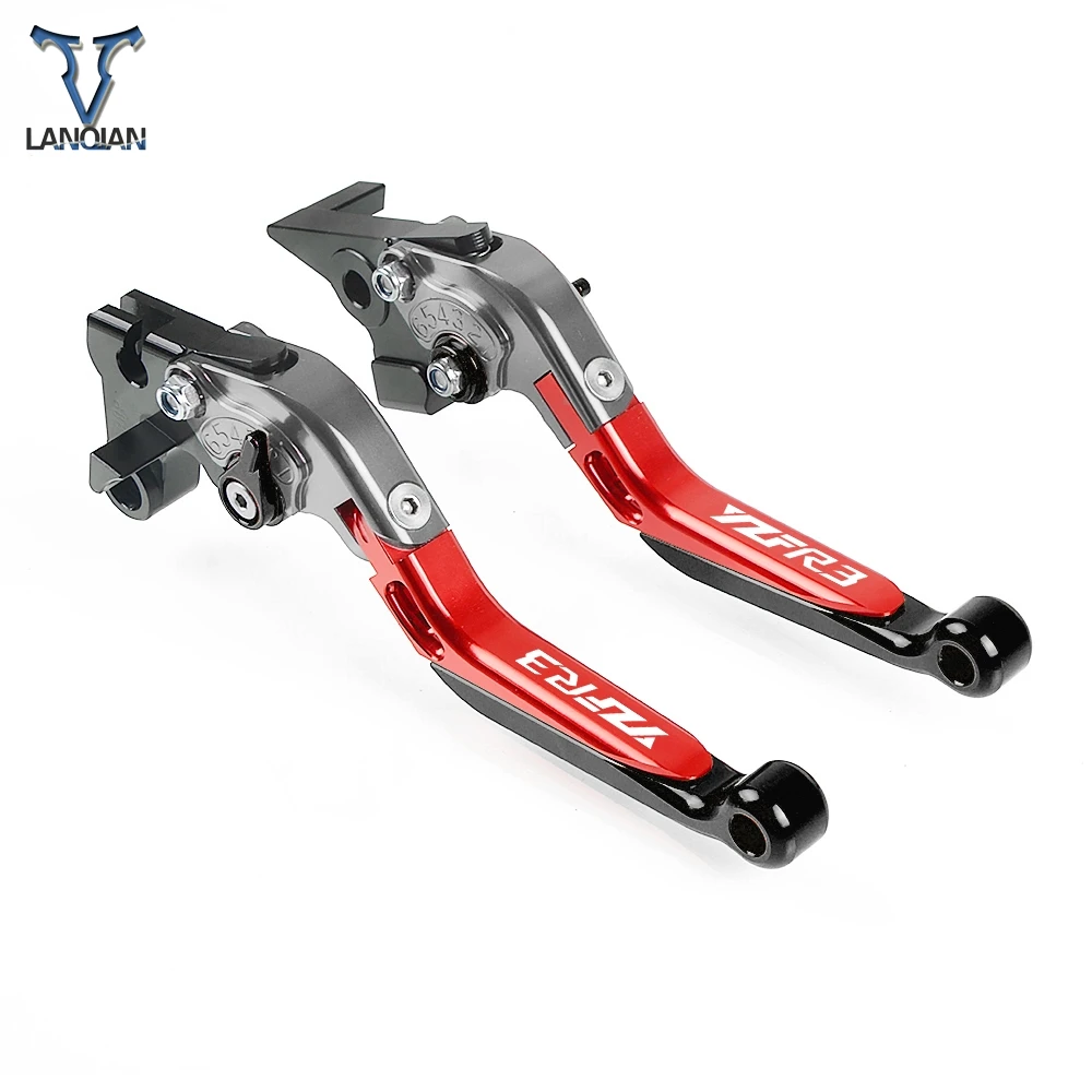 Motorcycle Accessories CNC Adjustable Brake Clutch Levers With LOGO For YAMAHA YZF R3 YZFR3