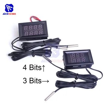 

diymore Dual LED Digit Thermometer 2 NTC 10K Thermostat Sensor Probe DC 4-28V Temperature Monitor Tester for Car Indoor Detector