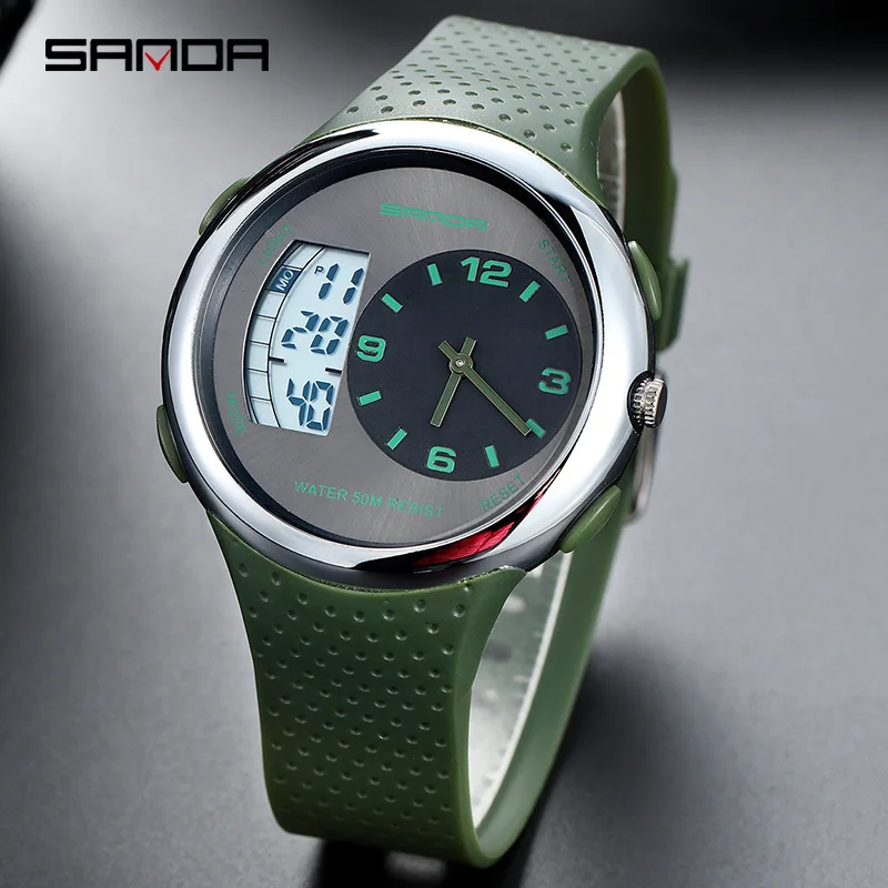 

SANDA 2019 Top Brand Men Digital Watch Clock Dual Display Digital Alarm Waterproof electronic watch relogio men gifts i watch