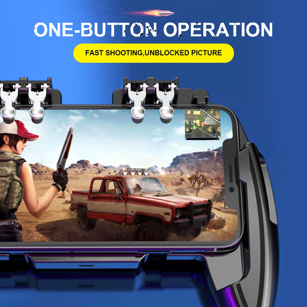 Six Finger PUBG Mobile Game Controller Gamepad Trigger Aim Button L1R1 Joystick For IPhone Android