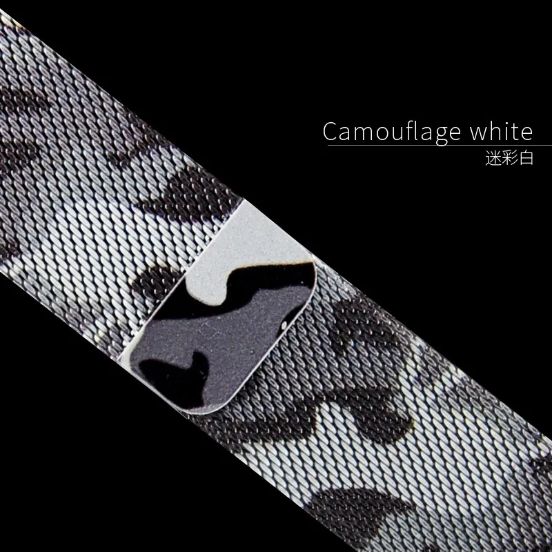 Миланский Браслет-петля черный с синим ремешком 44 мм 40 мм для Apple Watch Series 4 5 металлический магнитный ремешок для Iwatch Series 2/3/4/1 - Цвет ремешка: Camouflage white