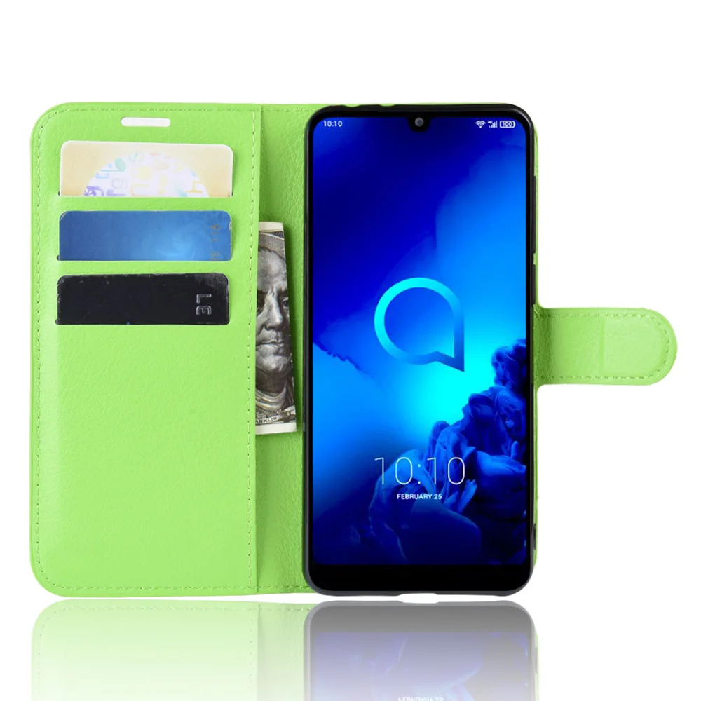 Зеленый 5039 чехол для Alcatel 3L, чехол, кошелек, карта, Стент, книга, стиль, флип, кожаный защитный чехол s, черный 5039U 5039D Alcatel3L Alcatel5039 - Цвет: Зеленый