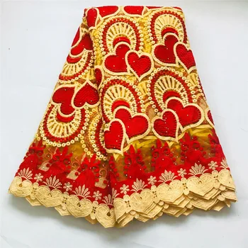 

Wedding Africa Lace Fabric 2020 Nigeria Dresses Bridal French Lace Fabric Red Guipure Mesh Tulle Lace Fabric For Women N2848