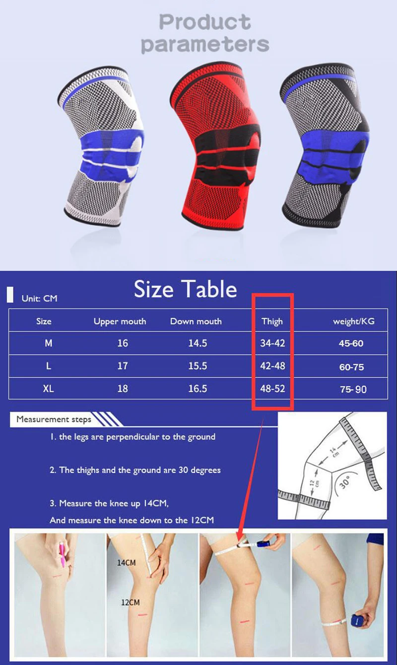 1 PCS Silicone Padded Knee Pads Supports Brace Basketball Fitness Meniscus Patella Protection Kneepads Sports Safety Knee Sleeve (1)