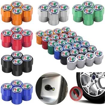 

4Pcs Car Styling Wheel Tire Parts Valve Stem Caps Cover For Alfa Romeo 159 147 156 155 166 Giulietta Spider GT Stelvio Giulia