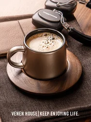 Charcoal gold mug, high-end lugs, European luxury frosted cup, ceramic household coffee cup