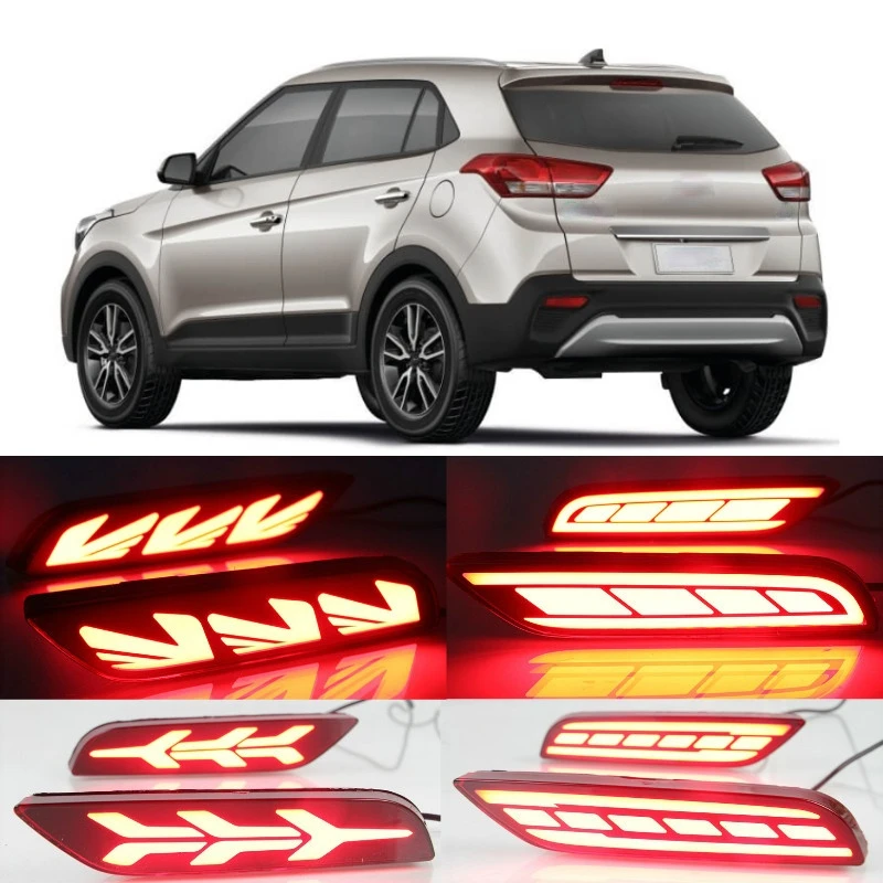 2PCS Led Reflector driving lights for Hyundai Creta IX25 2014 2015 2016 2017 Brake Lights rear bumper lamp Turning Signal light |