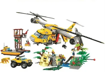 

Gifts Pogo 1298PCS City Urban Jungle Air Drop Helicopter Building Blocks Bricks Compatible With Legolinglys City Toys