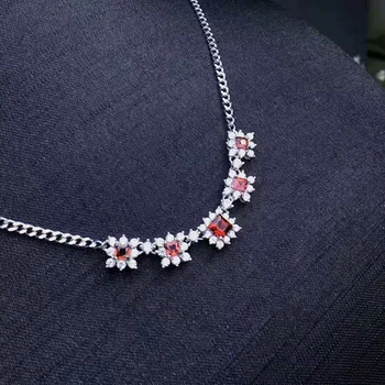 

New! Fidelity natural 4mm garnet pendant Necklaces s925 sterling silver classic fine jewelry for women natural red gemstone